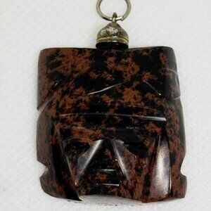 Unique red Jasper carved Maya warrior head, from Mexico, vintage
